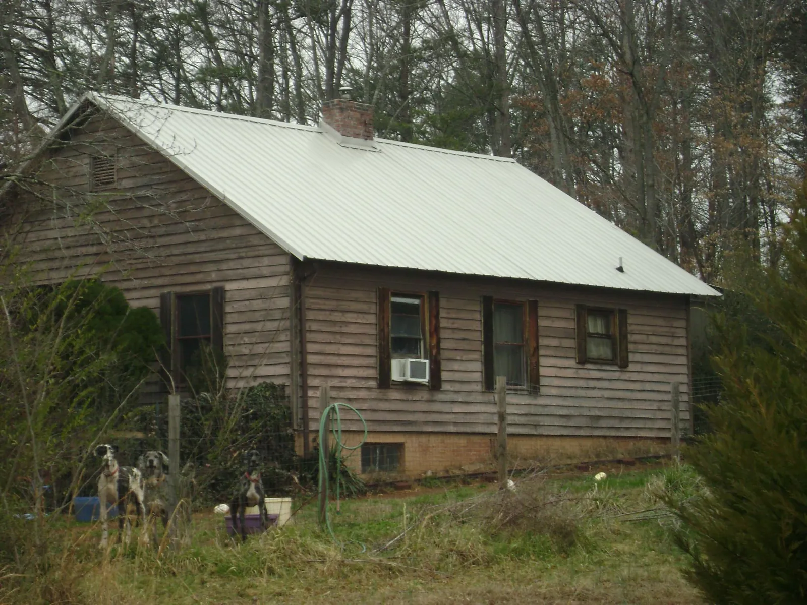 White metal roof on an old wood sided farmhouse, from a Asphalt Shingle Roof Repair job in Liberty Lake